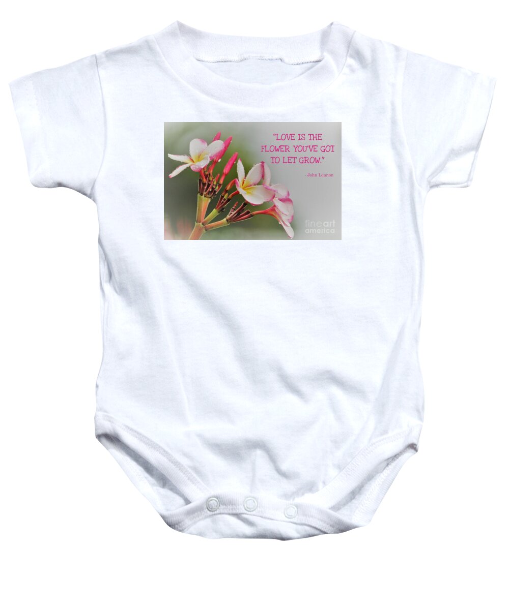 Flowers Baby Onesie featuring the photograph Raindrops and Plumeria Blooms by Joanne Carey