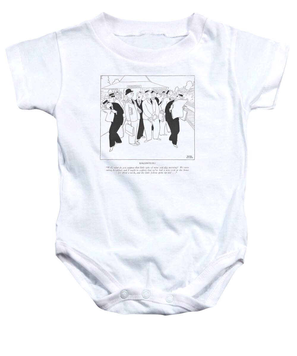  Baby Onesie featuring the drawing Ranconteurs by Gluyas Williams