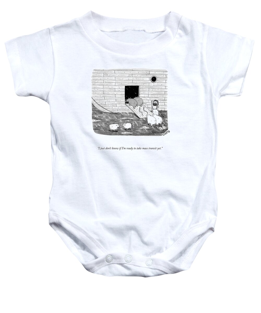 I Just Don't Know If I'm Ready To Take Mass Transit Yet. Baby Onesie featuring the drawing Ready For Mass Transit by Lars Kenseth