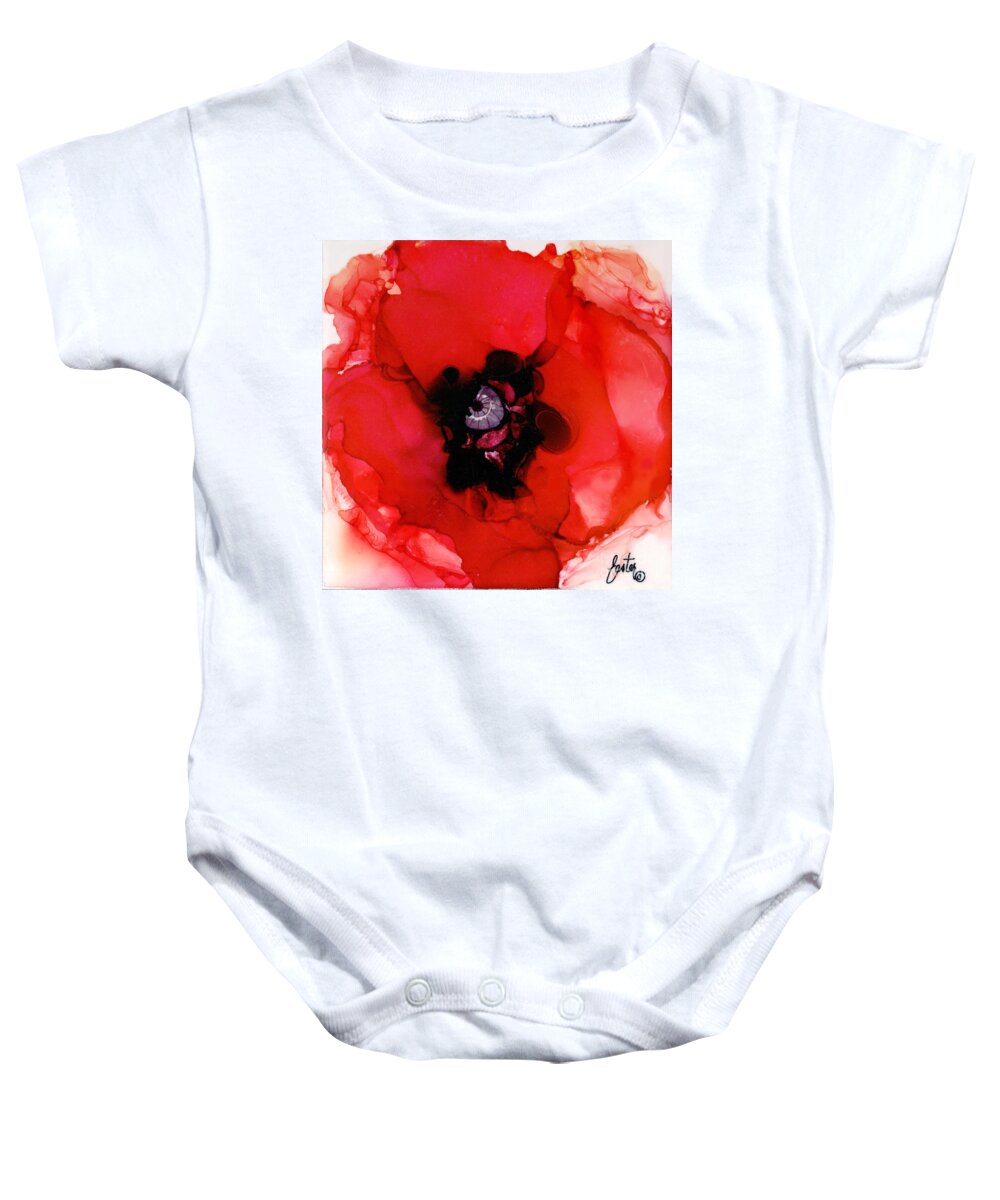 Red Poppy Baby Onesie featuring the painting Red Poppy by Daniela Easter