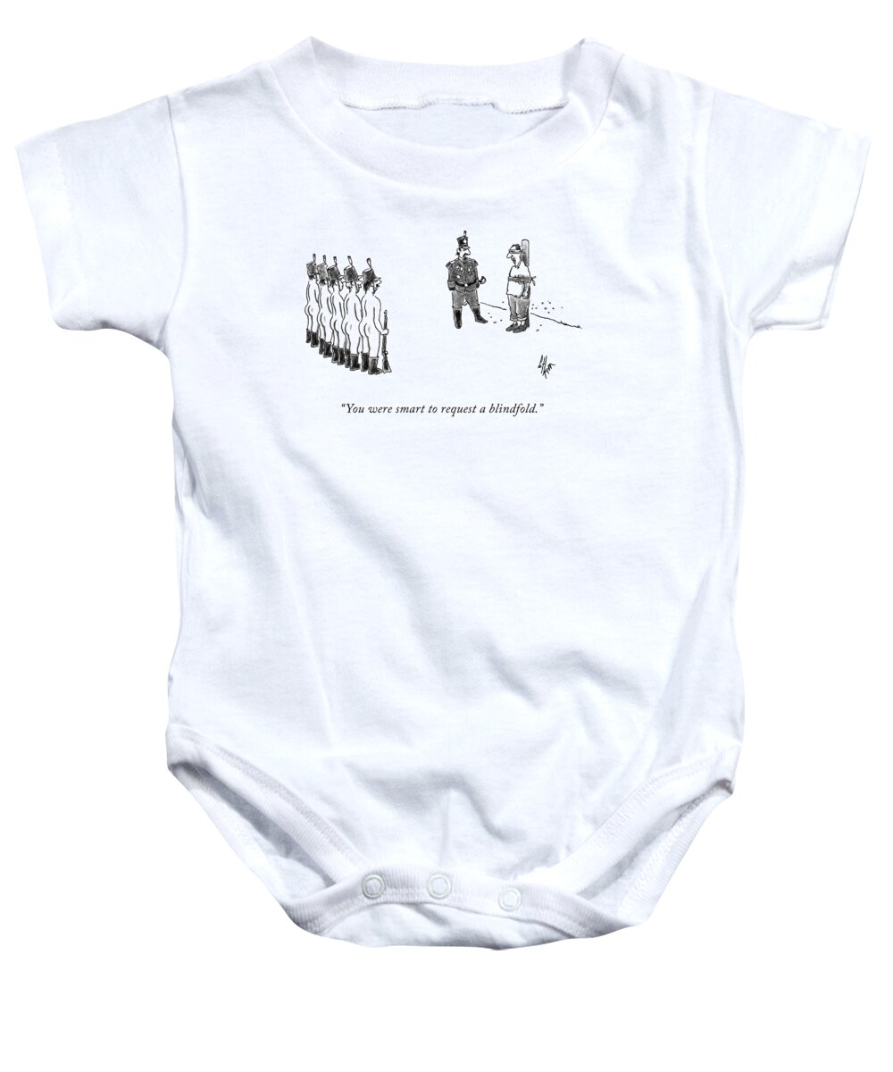 you Were Smart To Request A Blindfold. Baby Onesie featuring the drawing Request a Blindfold by Frank Cotham