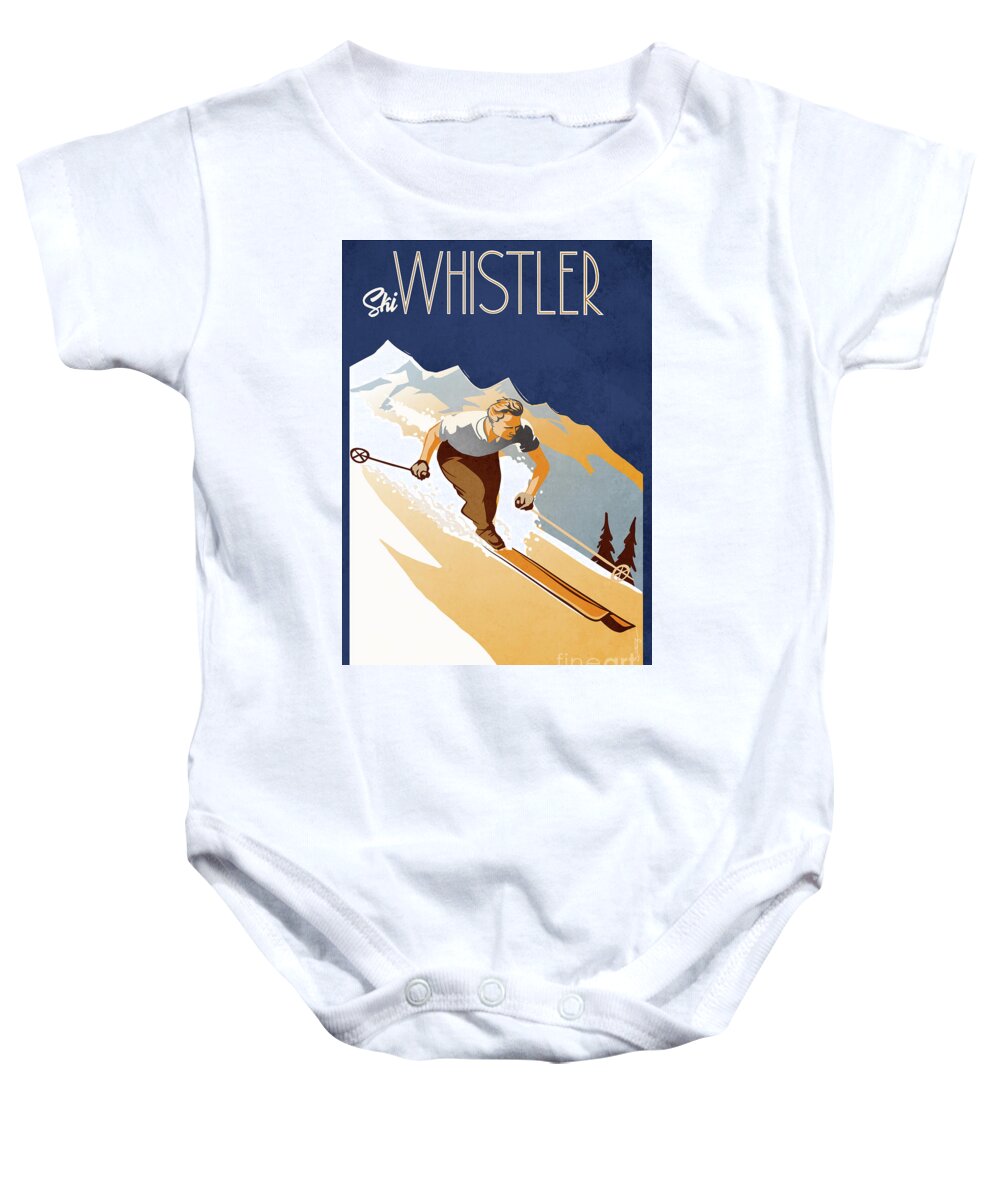 Travel Poster Baby Onesie featuring the painting Retro vintage Ski Whistler Poster by Sassan Filsoof