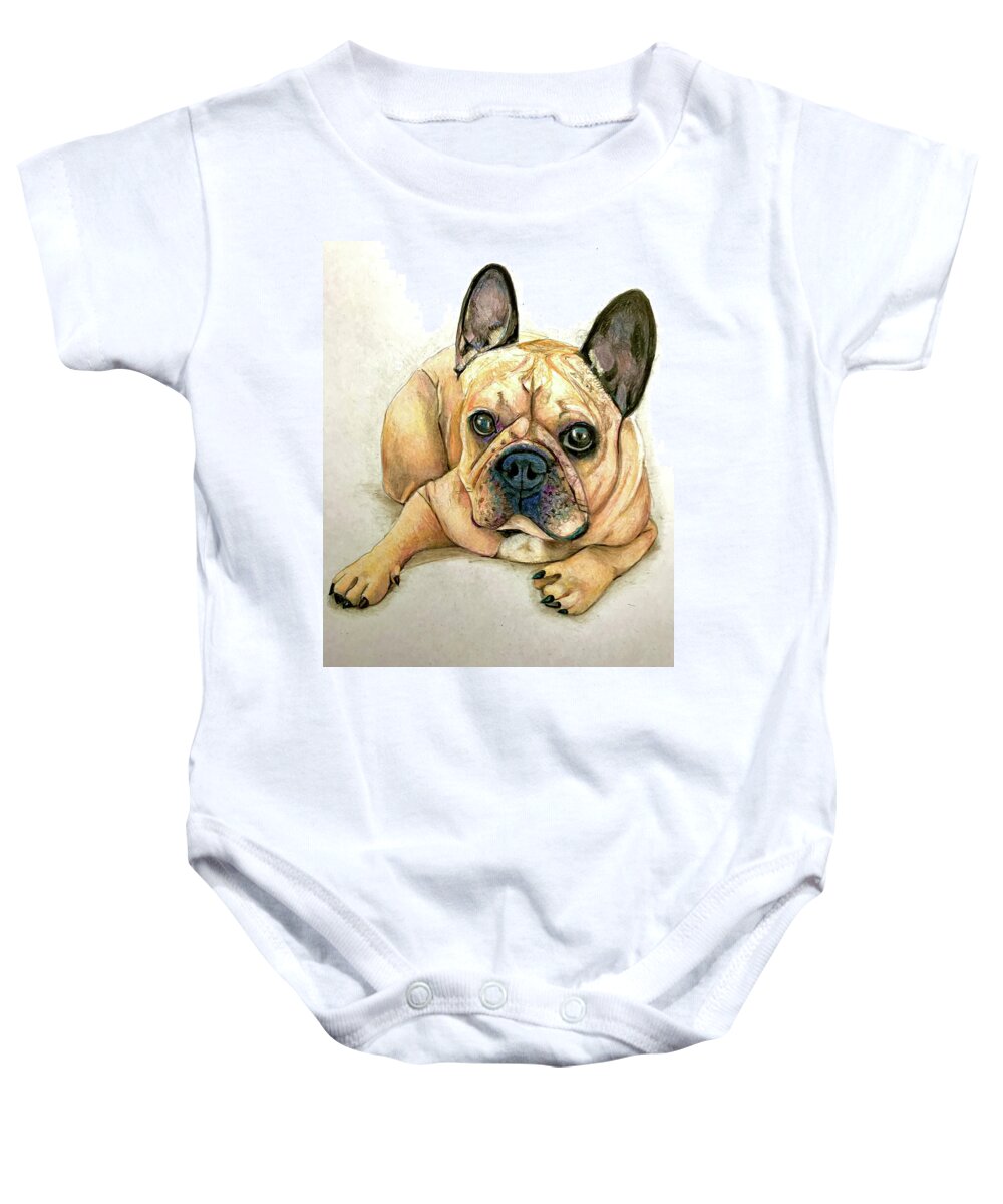 Dog Baby Onesie featuring the drawing Rocky by Tim Ernst