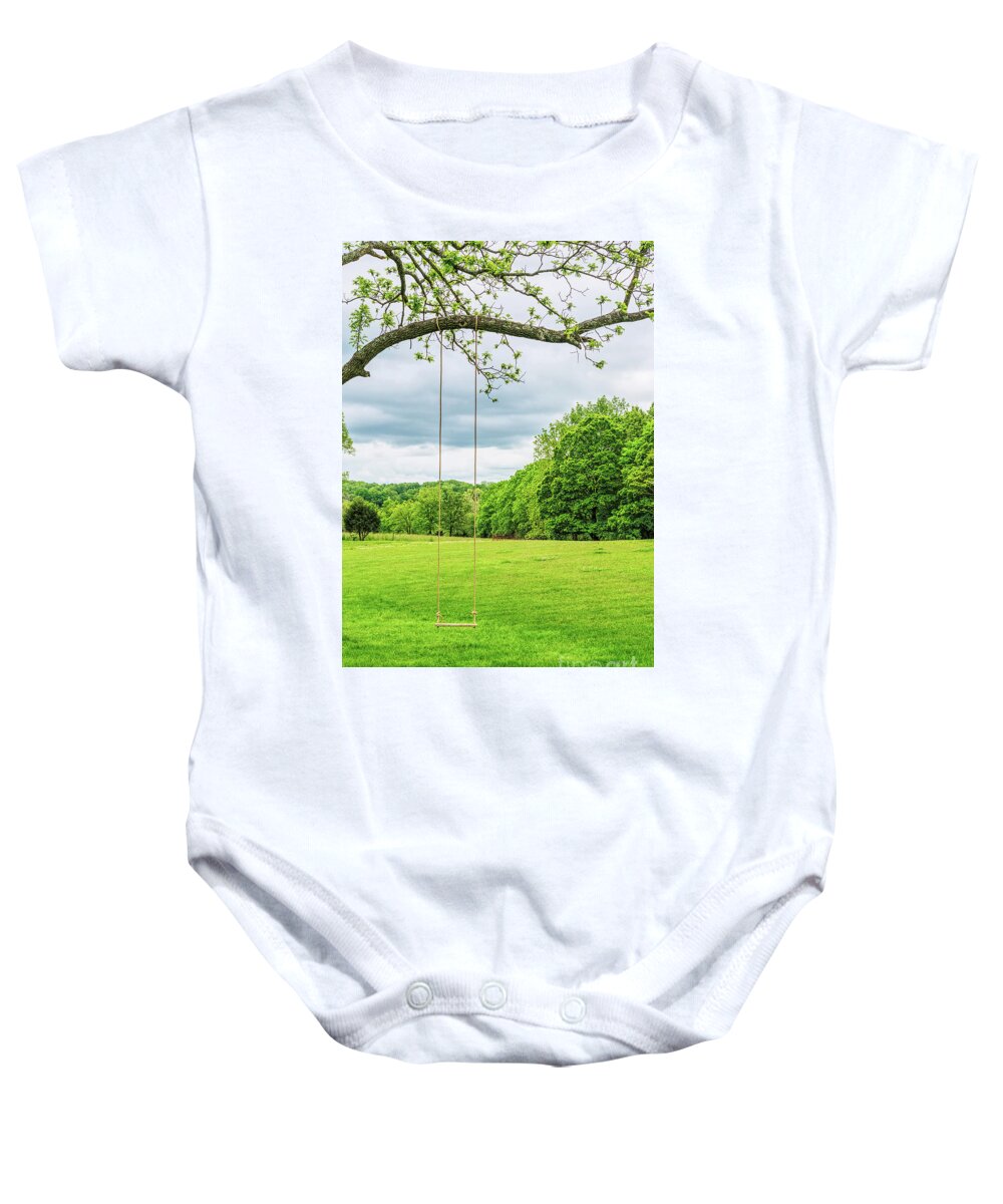 Swing Baby Onesie featuring the photograph Rope Swing by Jennifer White