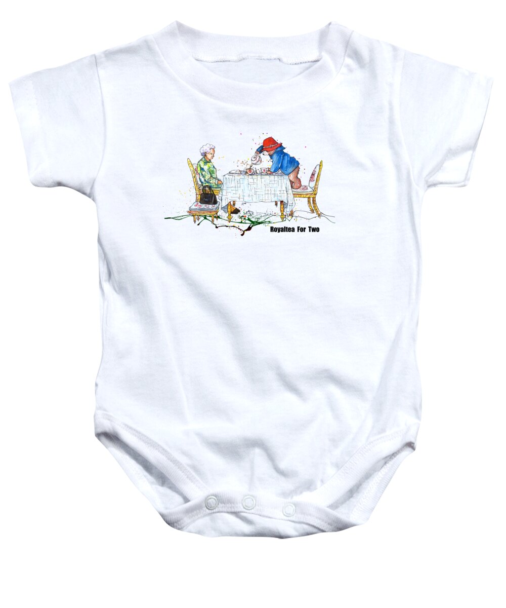 Paddington Baby Onesie featuring the painting Royaltea For Two by Miki De Goodaboom