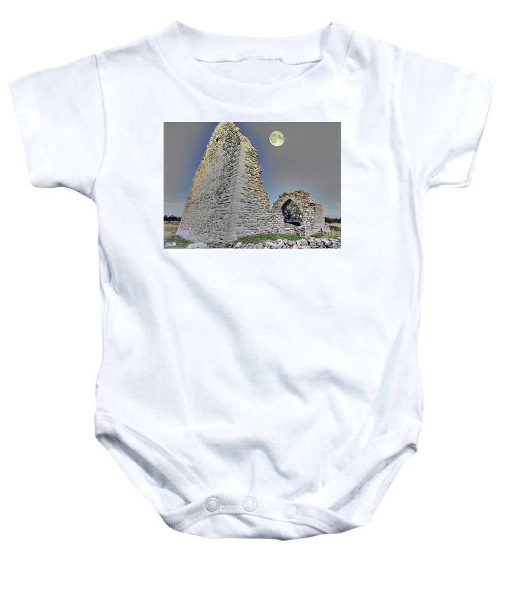 Full Moon Baby Onesie featuring the photograph Ruins of Graborg by Elaine Berger