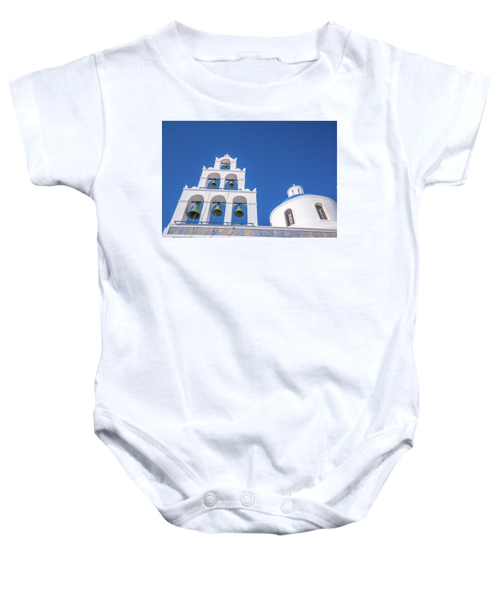 Blue Baby Onesie featuring the photograph Santorini 15 by Aloke Design