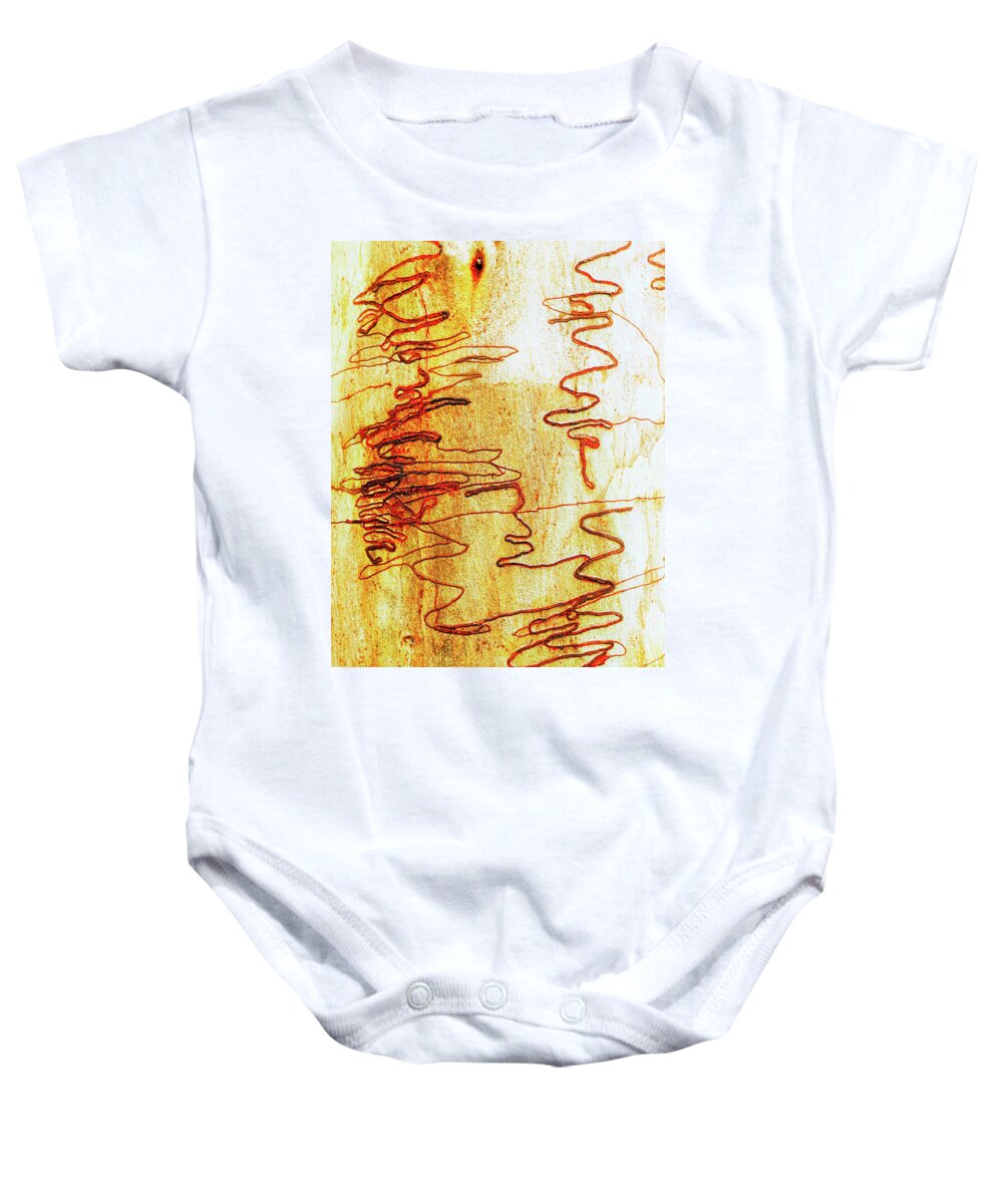Tree Bark Baby Onesie featuring the photograph Scribbly Gum Tree Bark 2 by Lexa Harpell