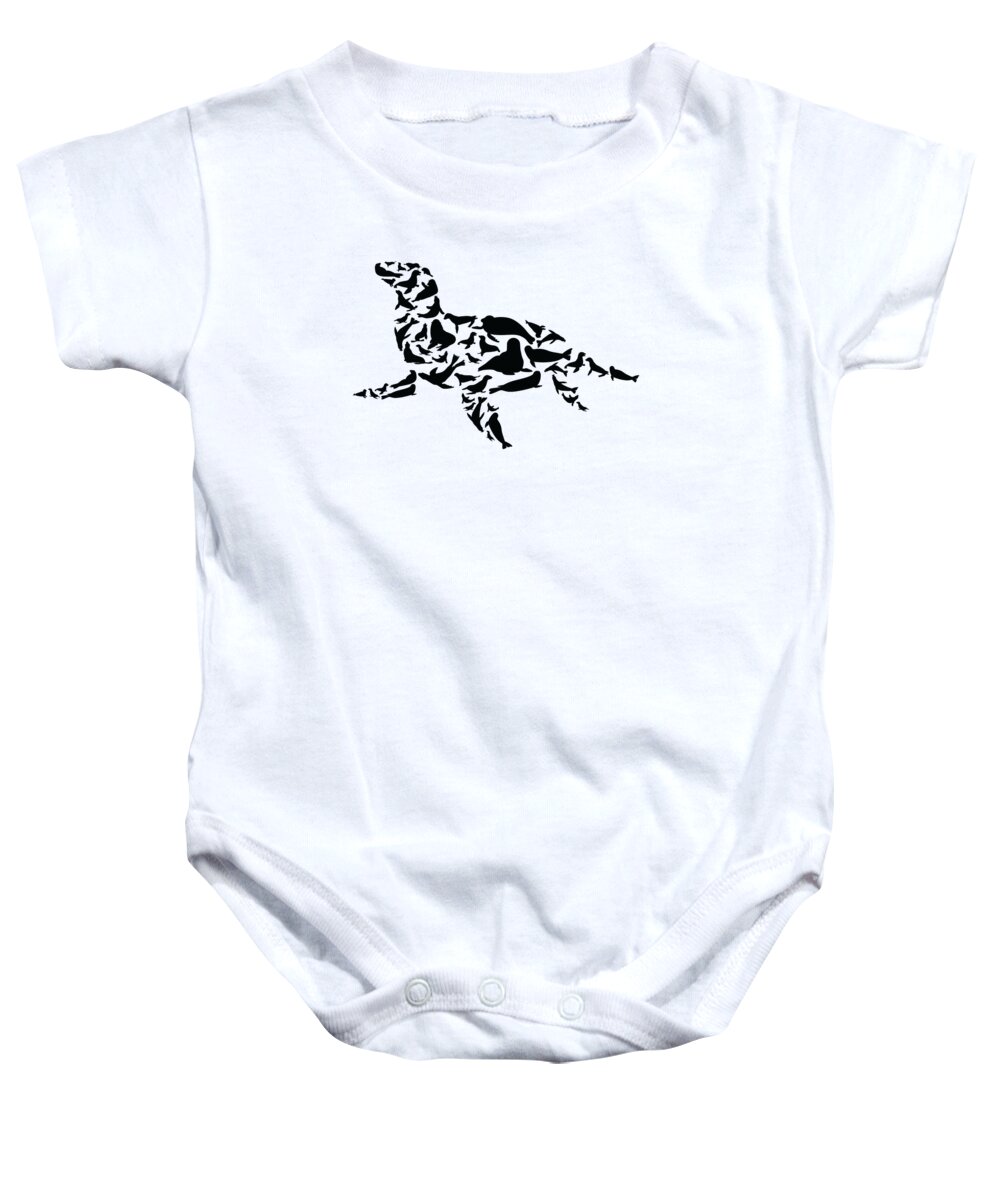 Seal Baby Onesie featuring the digital art Seal Sea Lion Seals Silhouette by Toms Tee Store