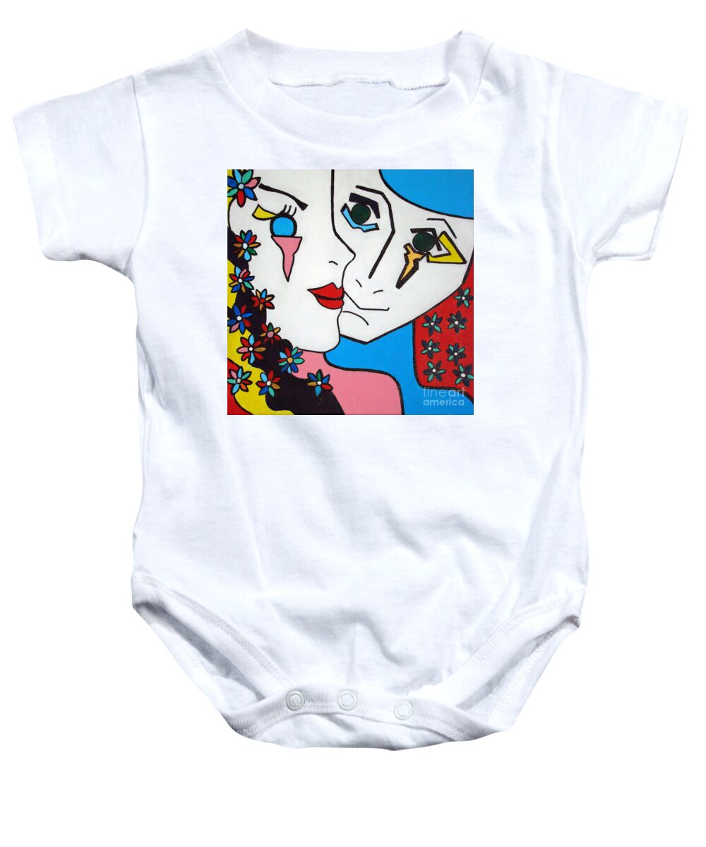 Pop-art Baby Onesie featuring the painting Seduction by Silvana Abel