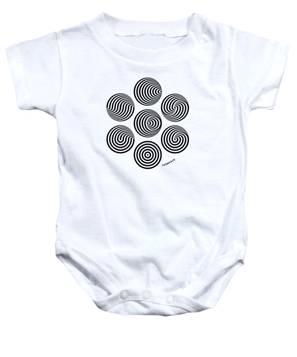 Op Art Baby Onesie featuring the mixed media Seven Eclipses by Gianni Sarcone
