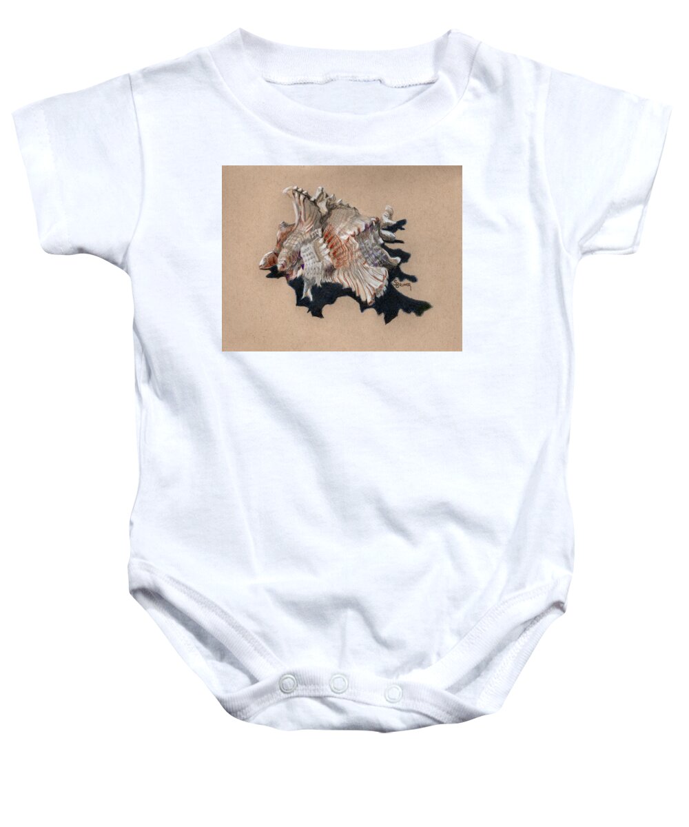 Shell Baby Onesie featuring the drawing Shell Study 002e by Susan Bruner