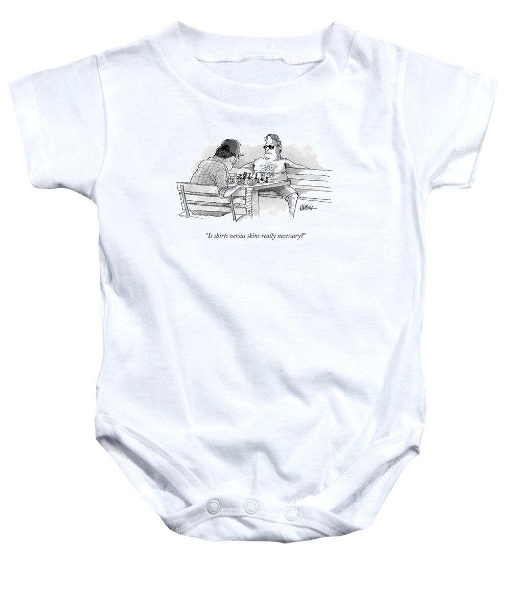 is Shirts Vs. Skins Really Necessary? Sport Baby Onesie featuring the drawing Shirts VS Skins by Jason Chatfield and Scott Dooley