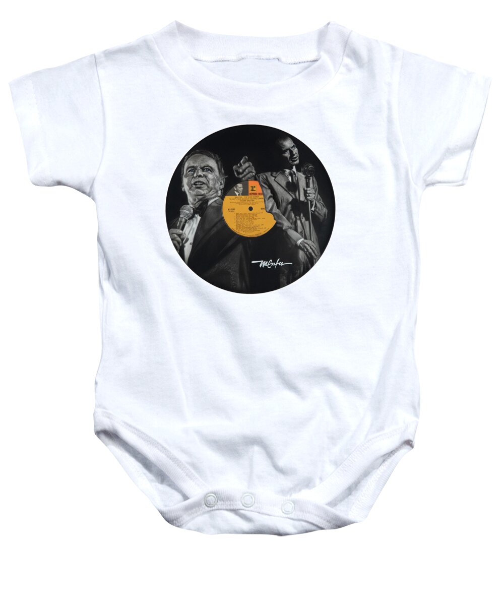Album Art Baby Onesie featuring the painting Sinatra Through The Years by Dan Menta