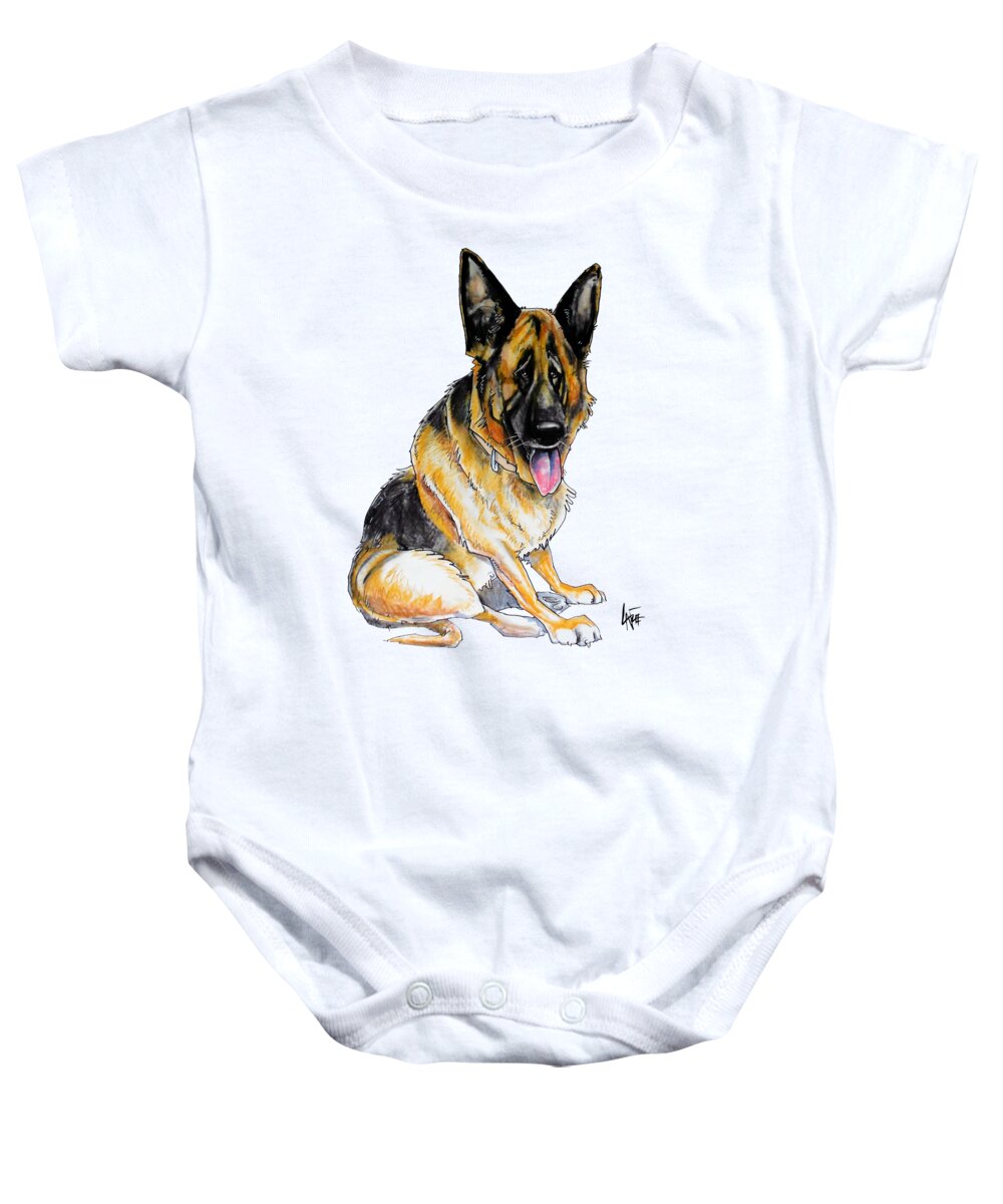 Dog Baby Onesie featuring the drawing Sitting German Shepherd by Canine Caricatures By John LaFree