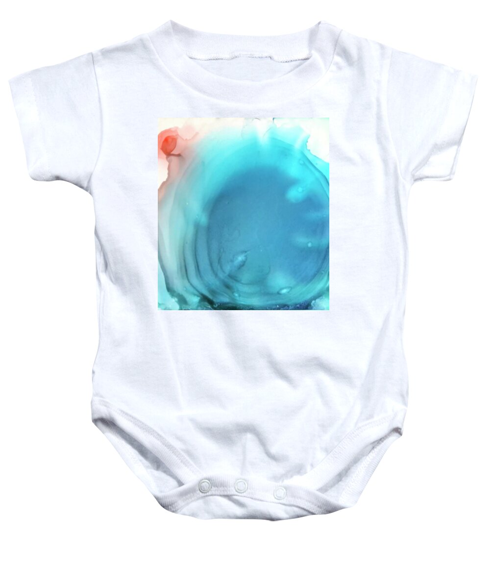 Blue Baby Onesie featuring the painting Skipping stones by Eric Fischer