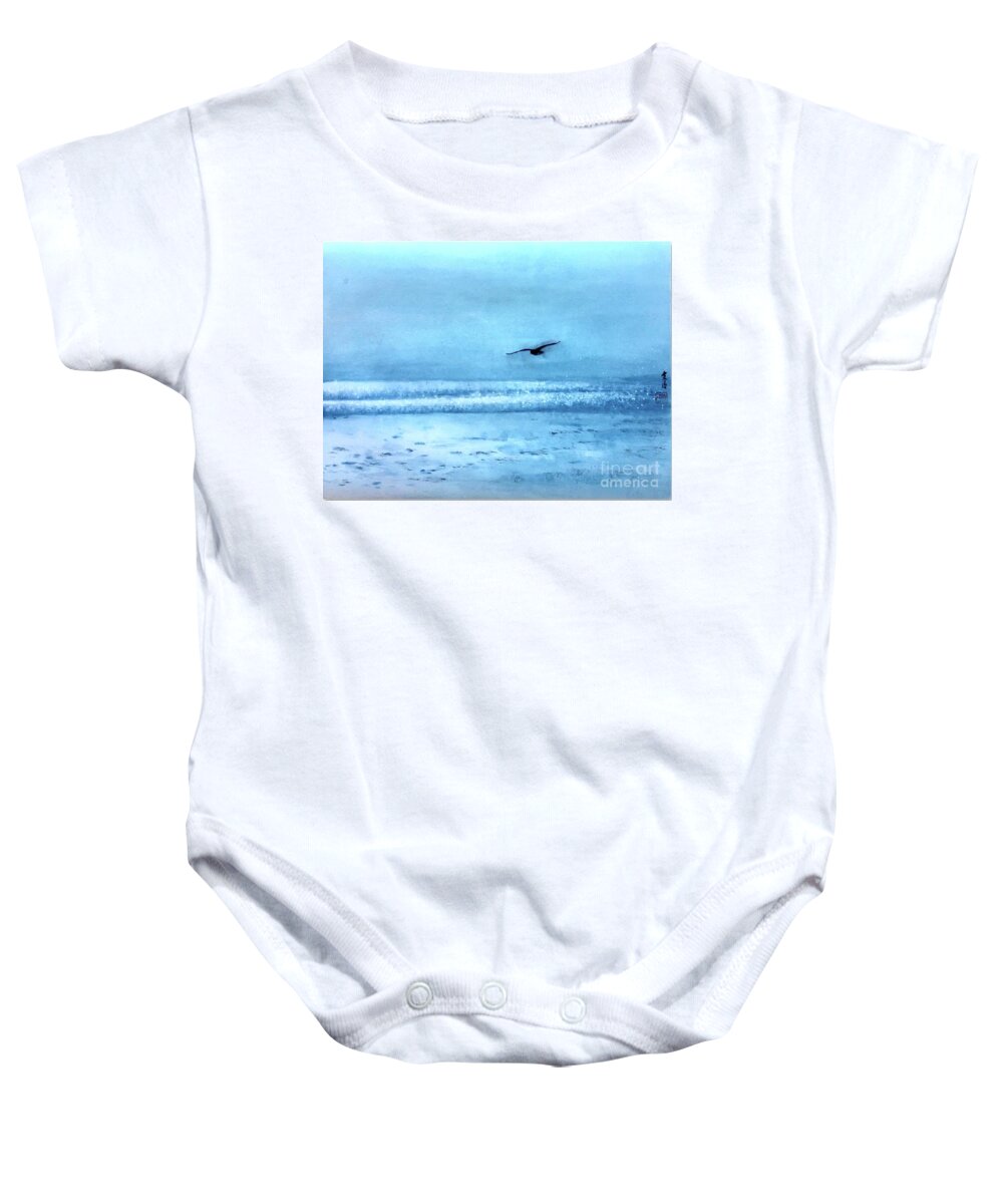 Ink Painting Baby Onesie featuring the painting Soaring Freely by Carmen Lam