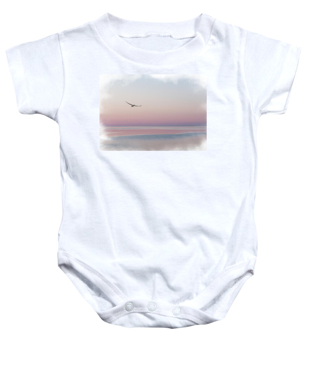 Sea Baby Onesie featuring the mixed media Soaring Over Cow Head Bay by Moira Law