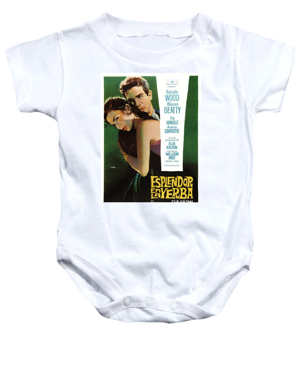 Mac Baby Onesie featuring the mixed media ''Splendor in the Grass'', 1961 - art by Macario Quibus by Movie World Posters