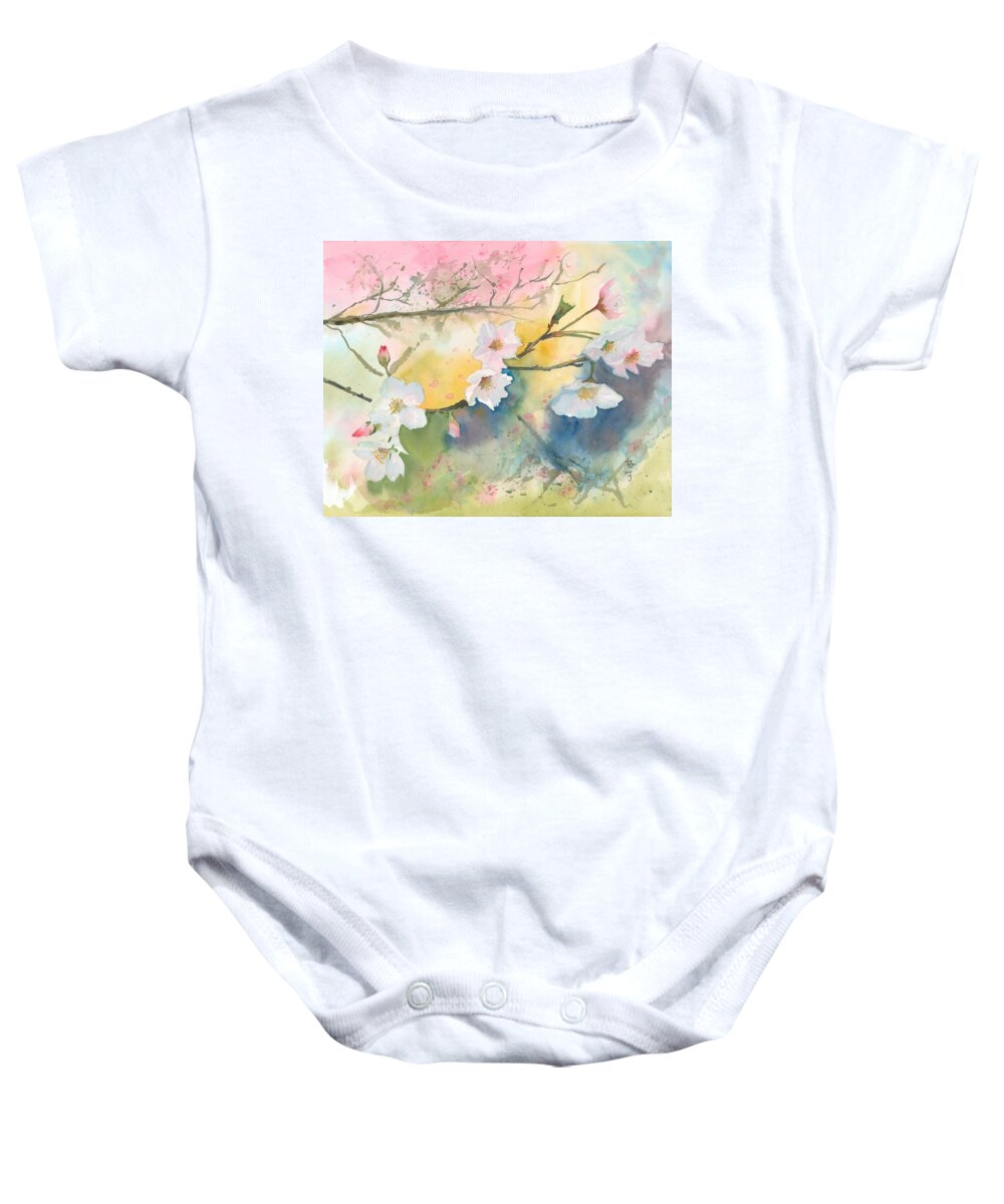 Spring Baby Onesie featuring the painting Spring Storm by Hiroko Stumpf