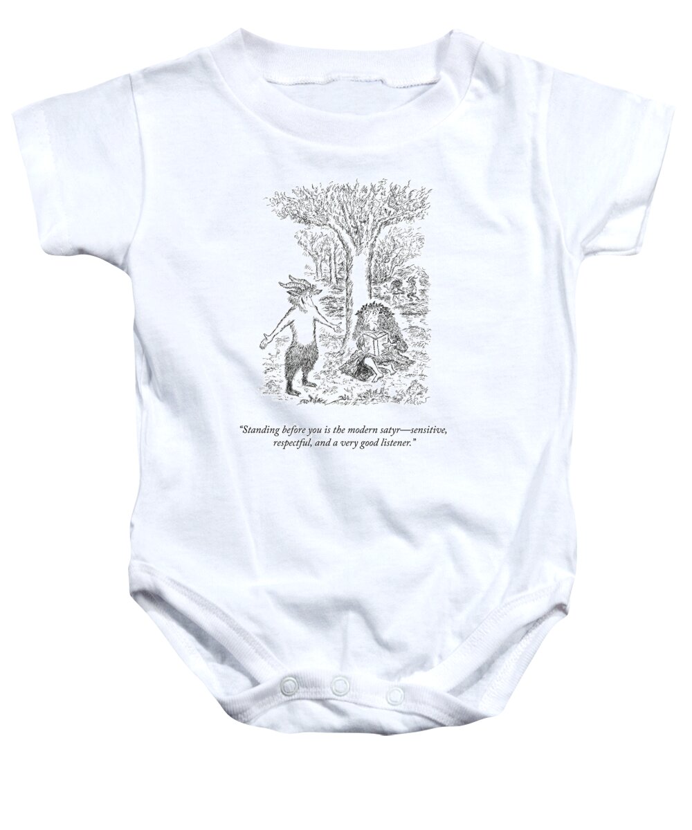 standing Before You Is A Modern Satyrsensitive Baby Onesie featuring the drawing Standing Before You by Edward Koren