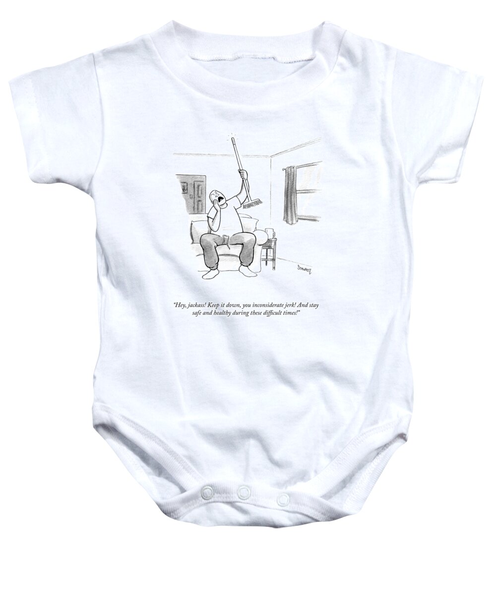 A24261 Baby Onesie featuring the drawing Stay Safe by Benjamin Schwartz