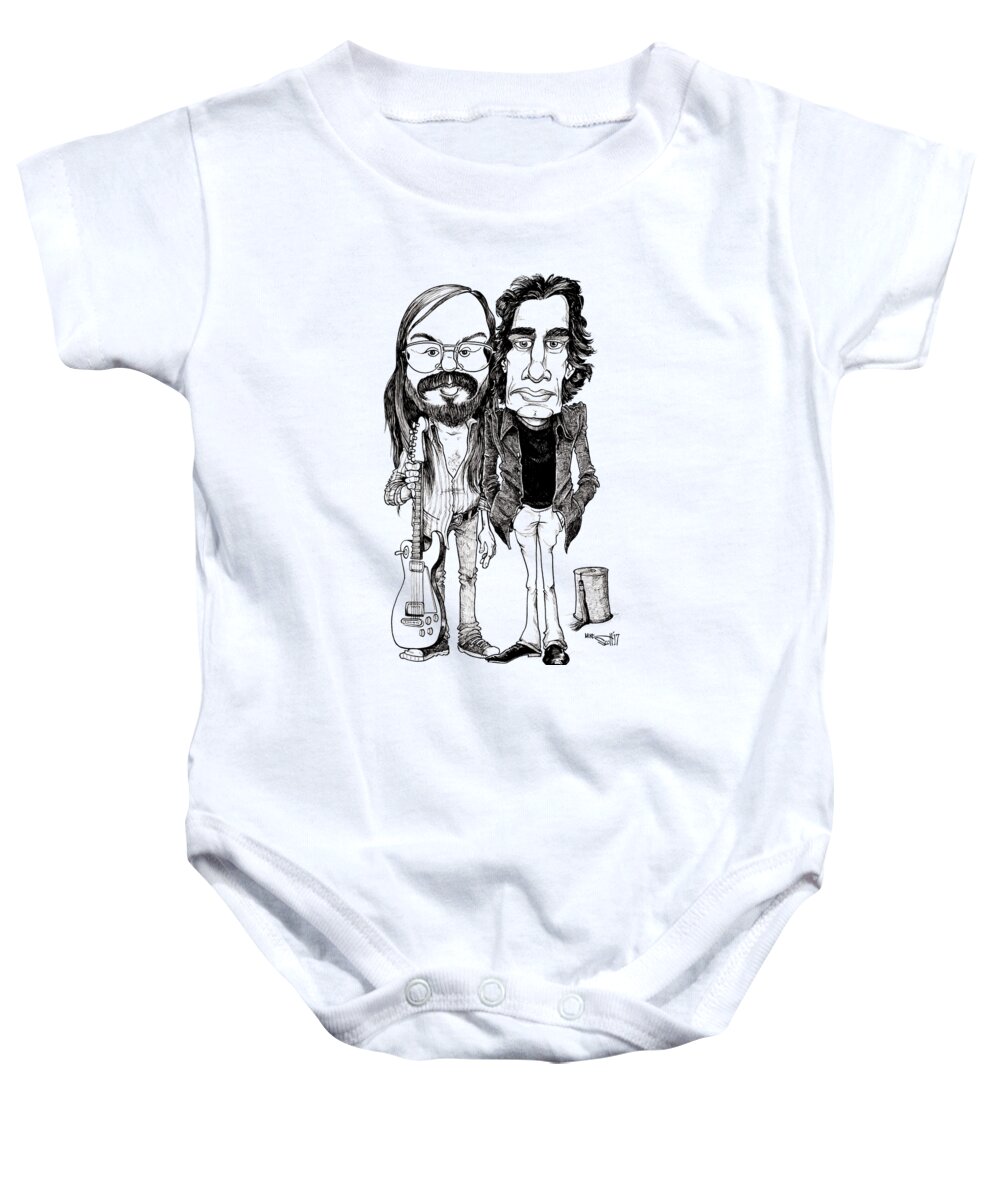 Caricature Baby Onesie featuring the drawing Steely Dan by Mike Scott
