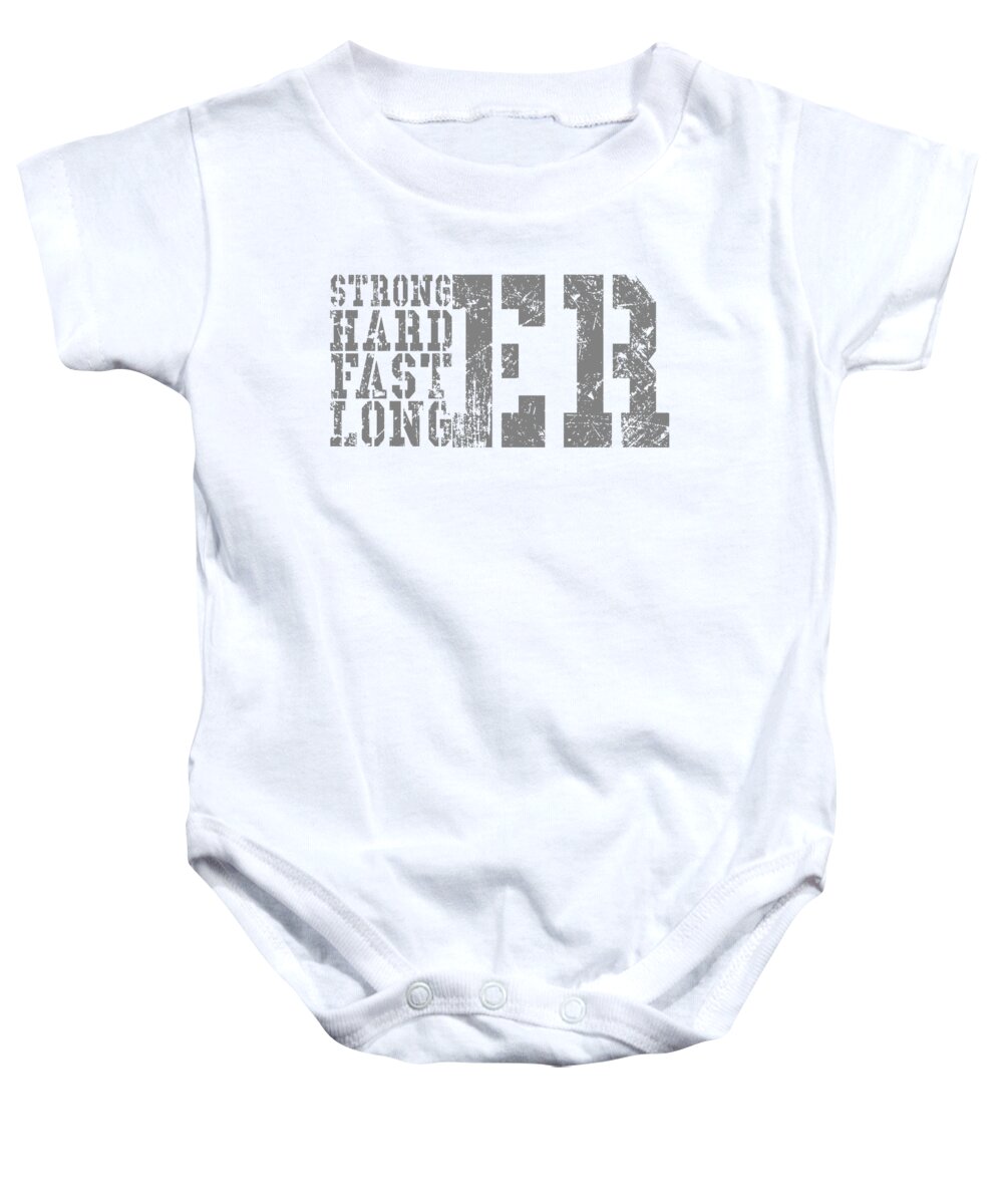 Tennis Baby Onesie featuring the digital art Stronger Harder Faster Longer Sports by Jacob Zelazny