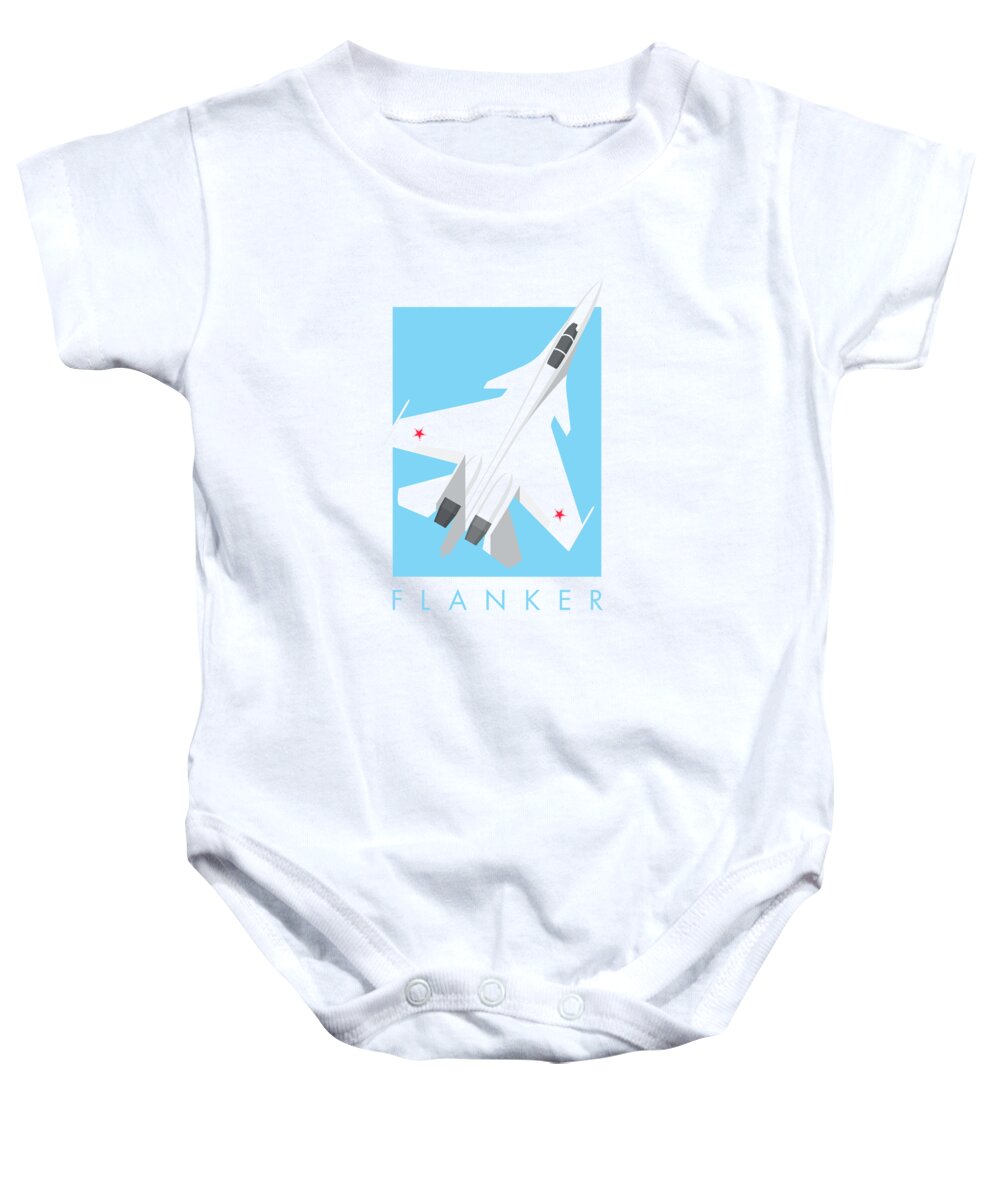 Jet Baby Onesie featuring the digital art Su-30 Flanker Fighter Jet Aircraft - Sky by Organic Synthesis