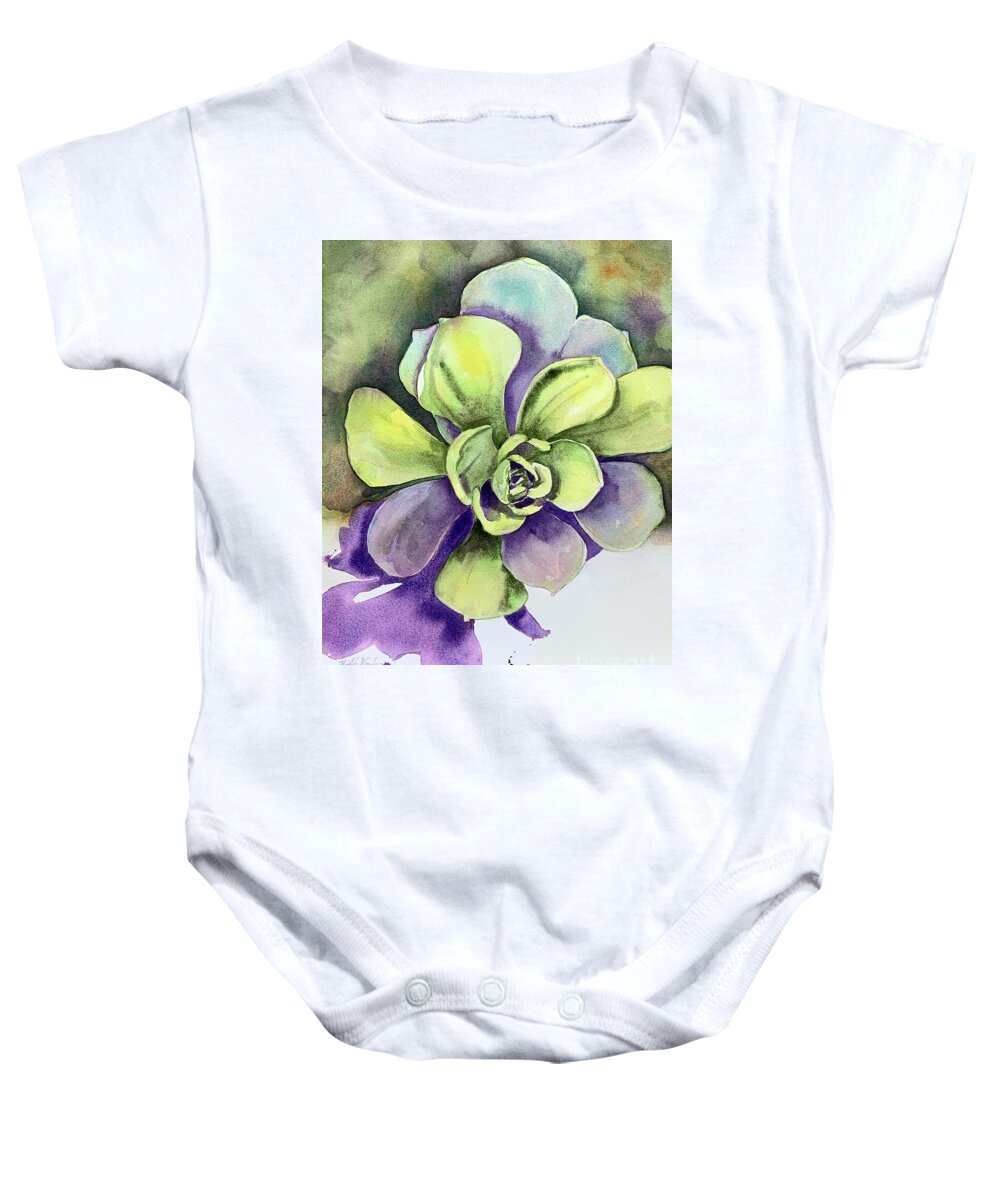 Succulent Baby Onesie featuring the painting Succulent Plant by Hilda Vandergriff