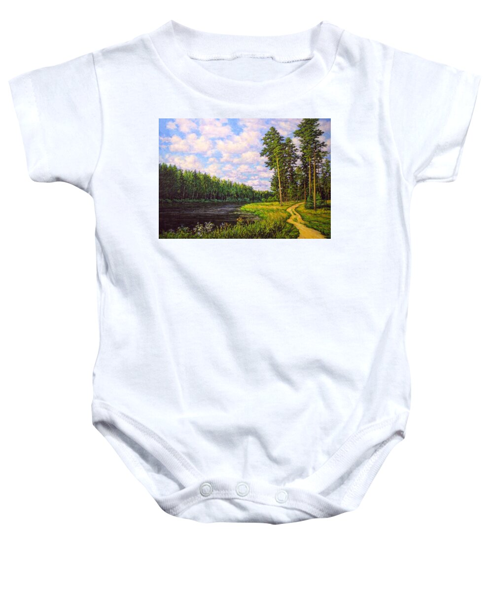 Summer Landscape Baby Onesie featuring the painting Summer landscape 4 by Kastsov