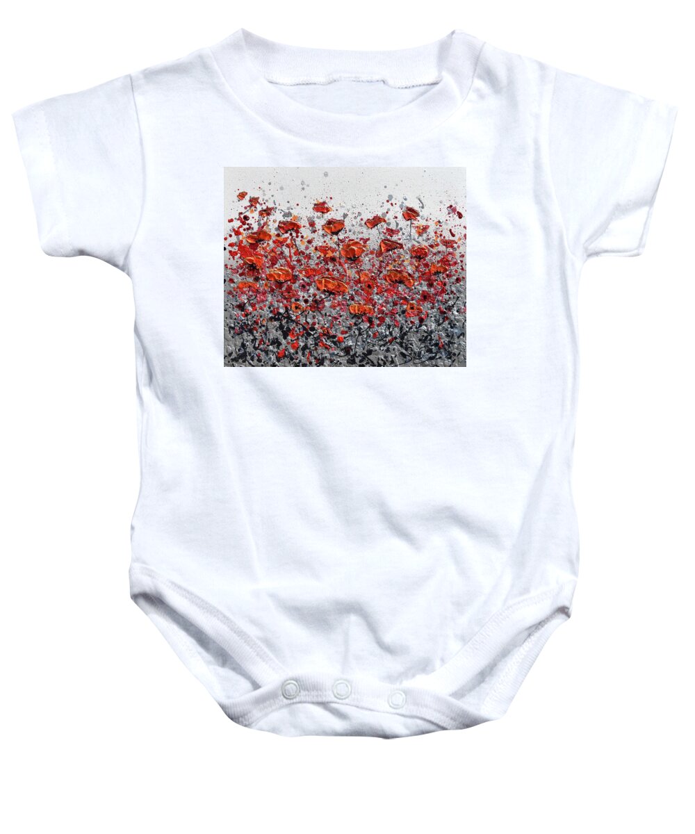 Red Poppies Baby Onesie featuring the painting Summer Time by Amanda Dagg
