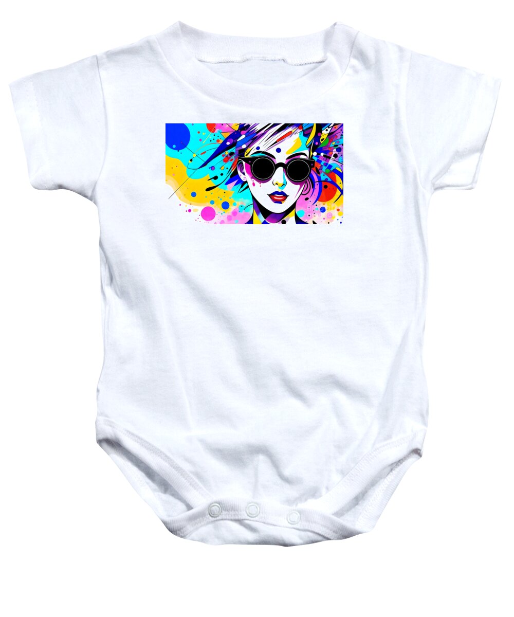 Abstract Baby Onesie featuring the digital art Summer Vibes Colour Burst - Portrait 2 by Philip Preston
