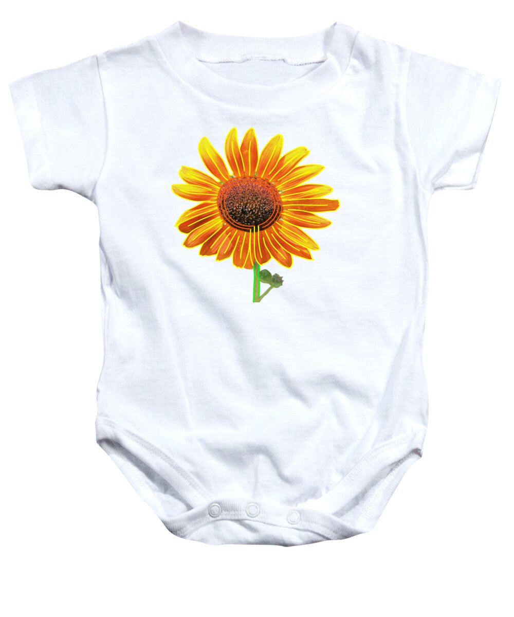 Sunflower Baby Onesie featuring the digital art Sunflower Labyrinth - Eco Art by Bill Ressl
