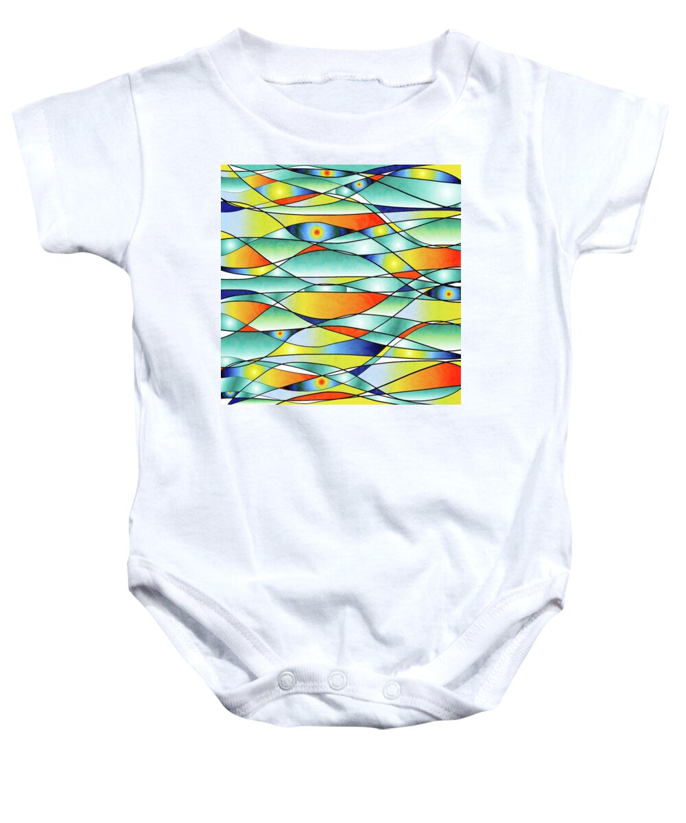 Sunrise Baby Onesie featuring the digital art Sunrise Fish Eyes by Sand And Chi