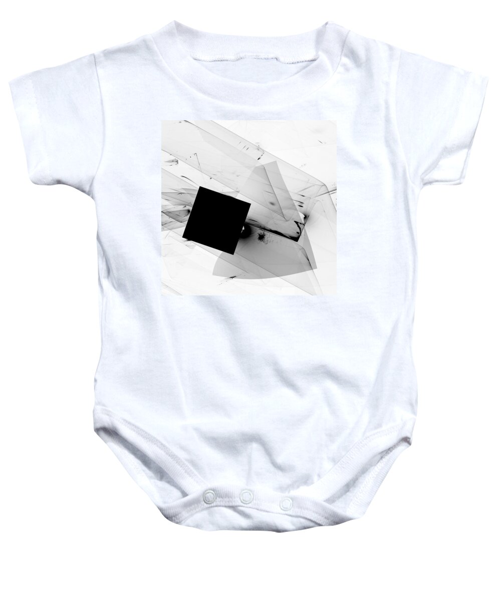Abstract Expressionism #abstract Art #imagination#creativity#suprematism#black Square#contemporary Art #unique Design #handmade Art #black And White Baby Onesie featuring the digital art Suprematic Square /Abstract Illustration by Aleksandrs Drozdovs
