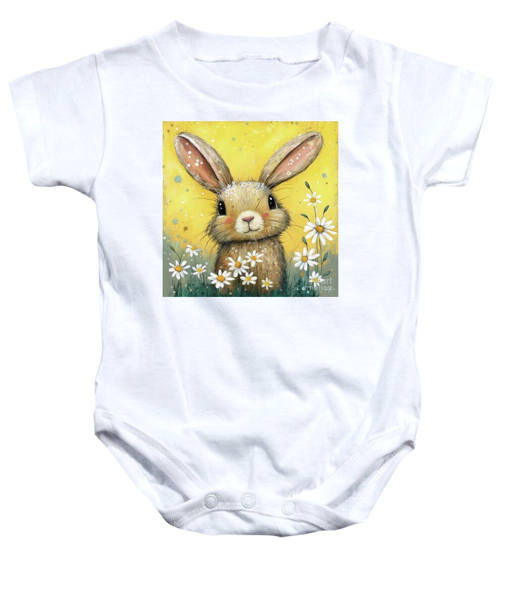 Bunny Baby Onesie featuring the painting Sweet Bella Bunny by Tina LeCour
