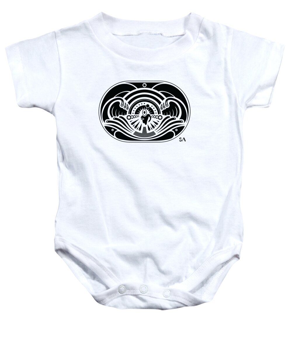 Black And White Baby Onesie featuring the digital art Swimmer by Silvio Ary Cavalcante