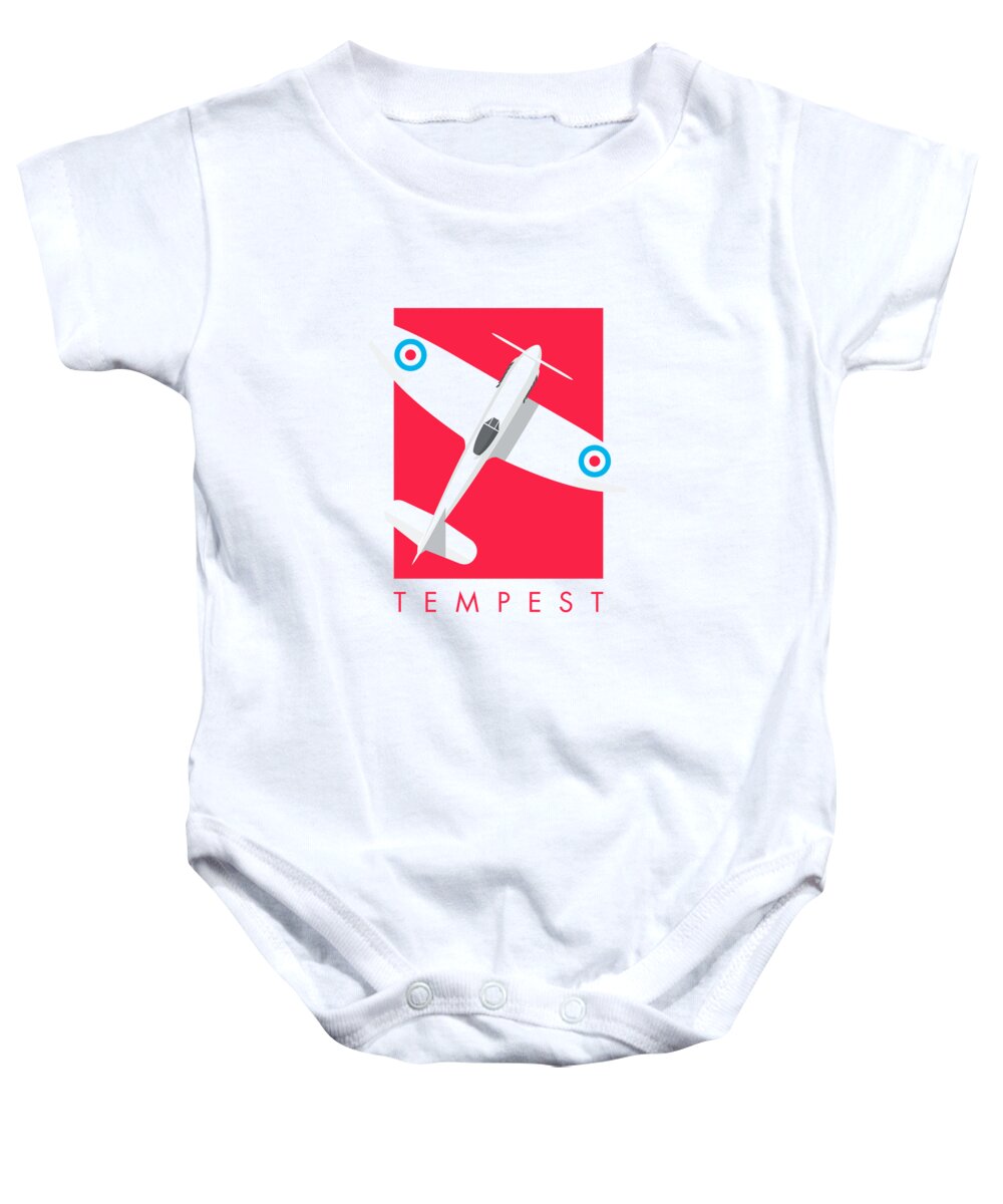 Aircraft Baby Onesie featuring the digital art Tempest WWII Fighter Aircraft - Crimson by Organic Synthesis