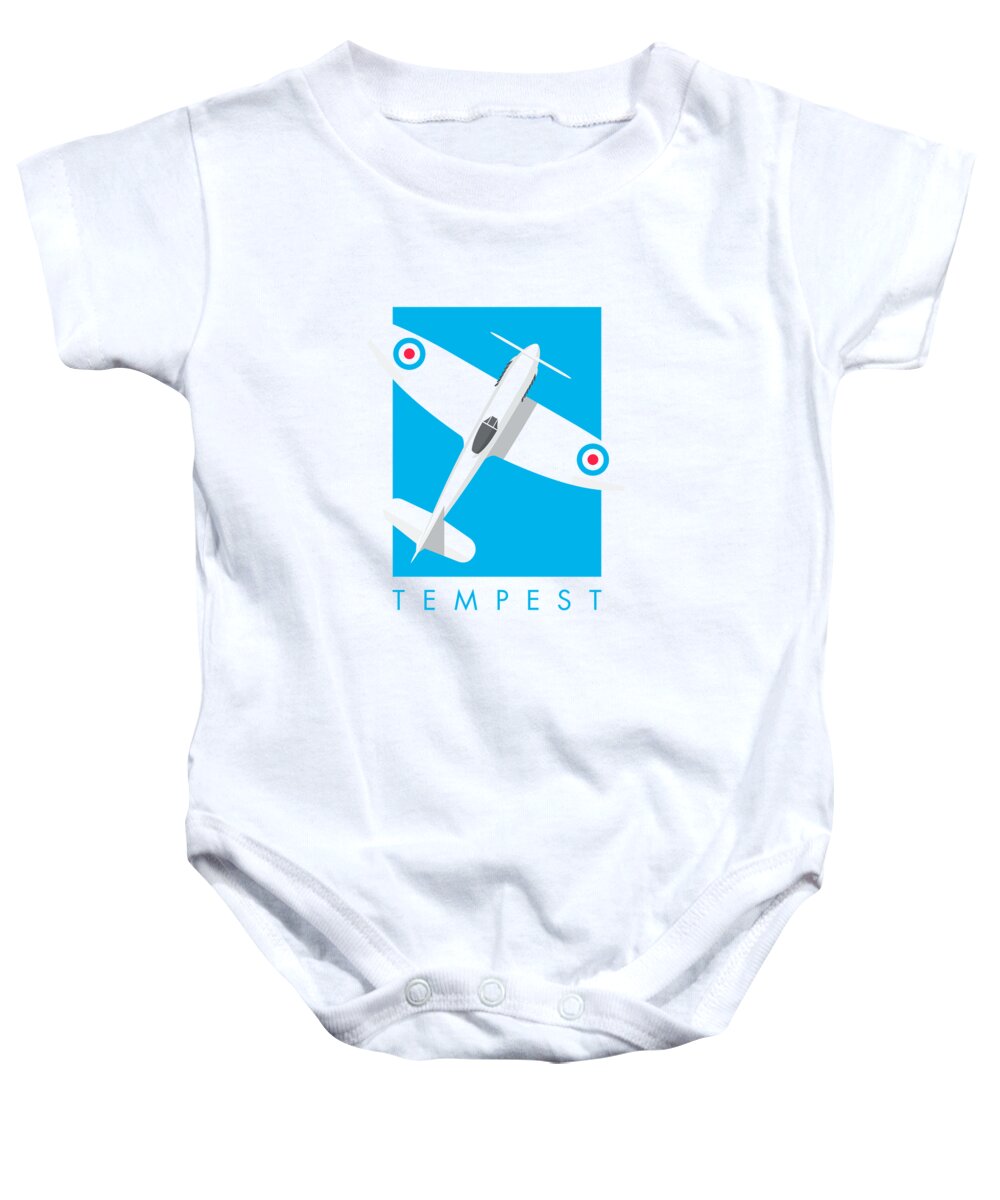 Aircraft Baby Onesie featuring the digital art Tempest WWII Fighter Aircraft - Cyan by Organic Synthesis