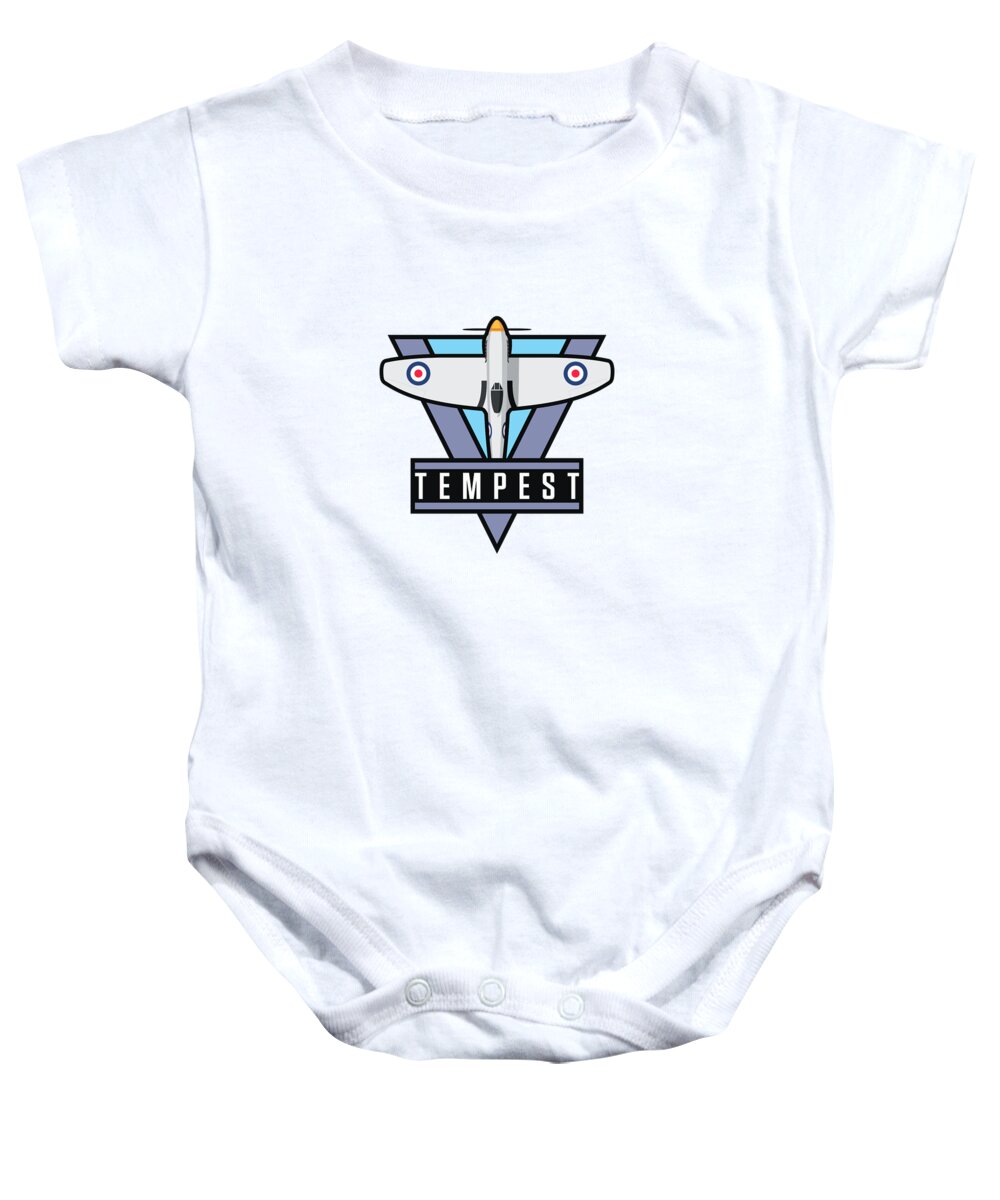 Aircraft Baby Onesie featuring the digital art Tempest WWII Fighter Aircraft - Silver by Organic Synthesis