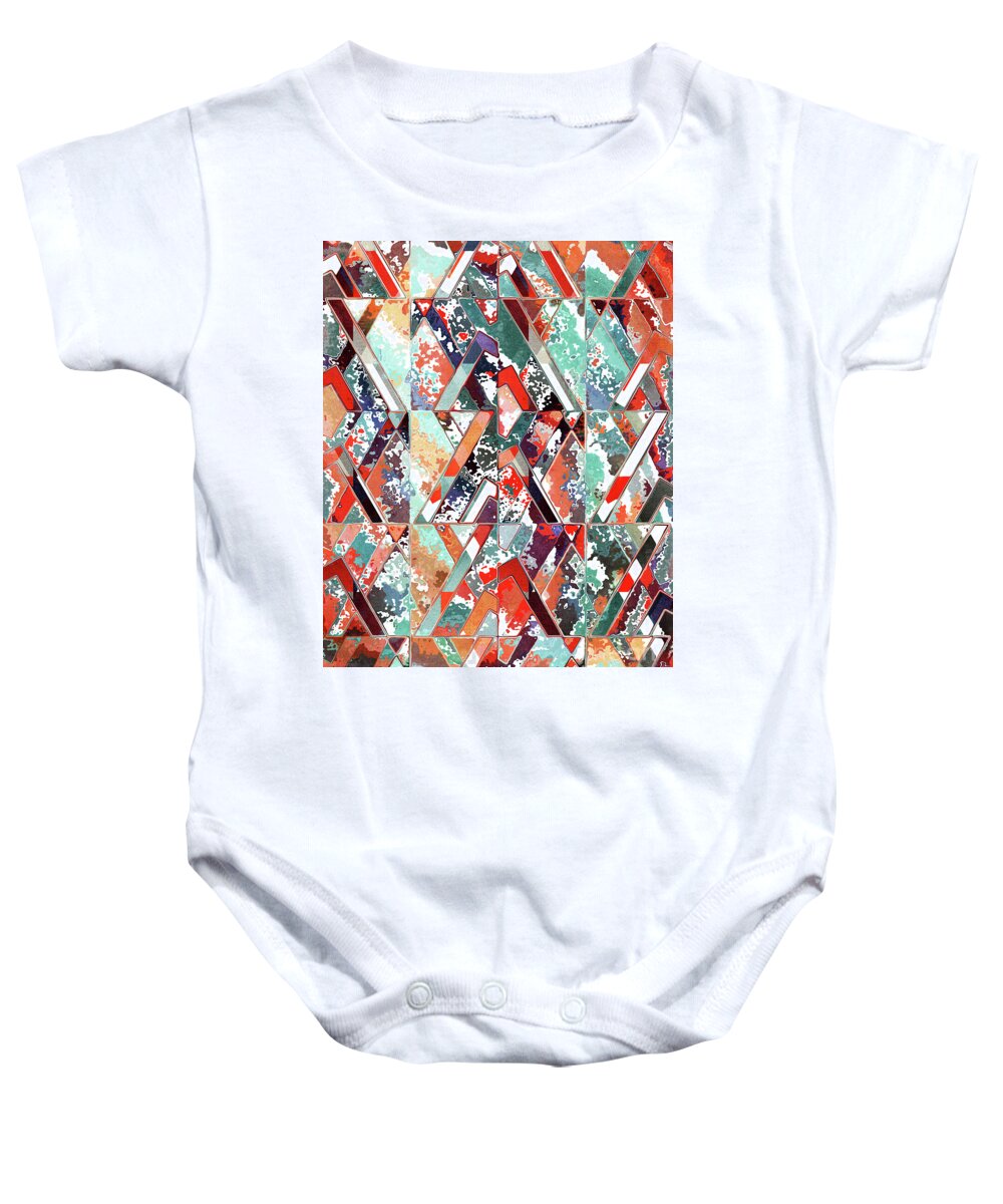 Modern Art Baby Onesie featuring the digital art Textured Structural Abstract by Phil Perkins