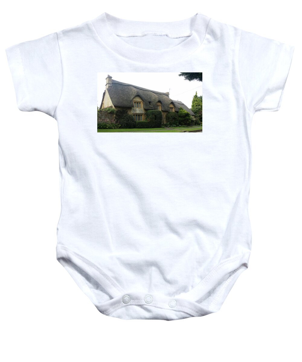 Thatched Cottage Image Baby Onesie featuring the photograph Thatched Cottage by Roxy Rich