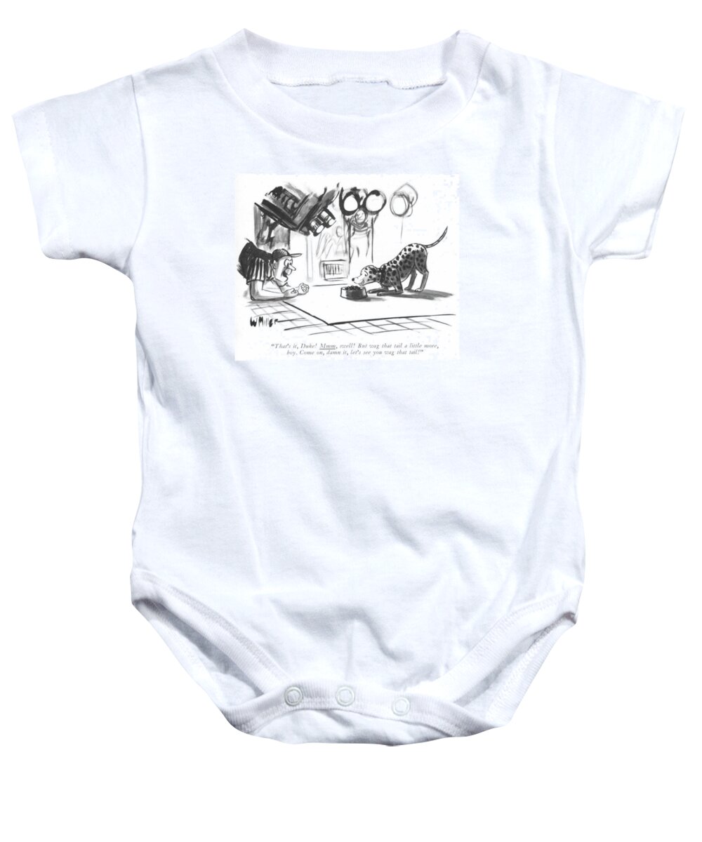  that's It Baby Onesie featuring the drawing That's It Duke by Warren Miller