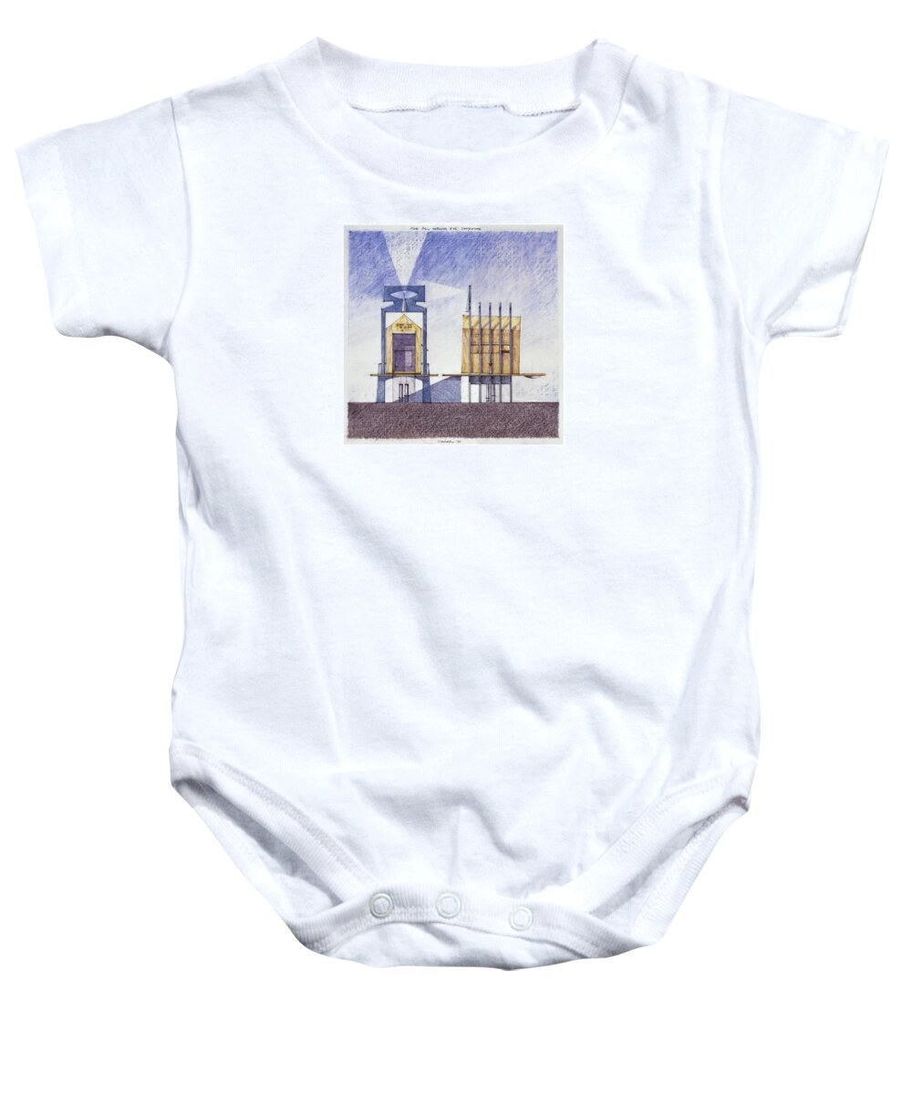 Doghouse Baby Onesie featuring the drawing The All Seeing 'Eye' Doghouse by Paul HAIGH