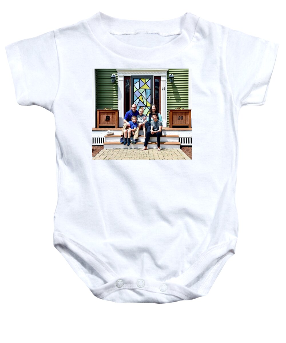Front Steps Baby Onesie featuring the photograph The Boulay Family by Monika Salvan