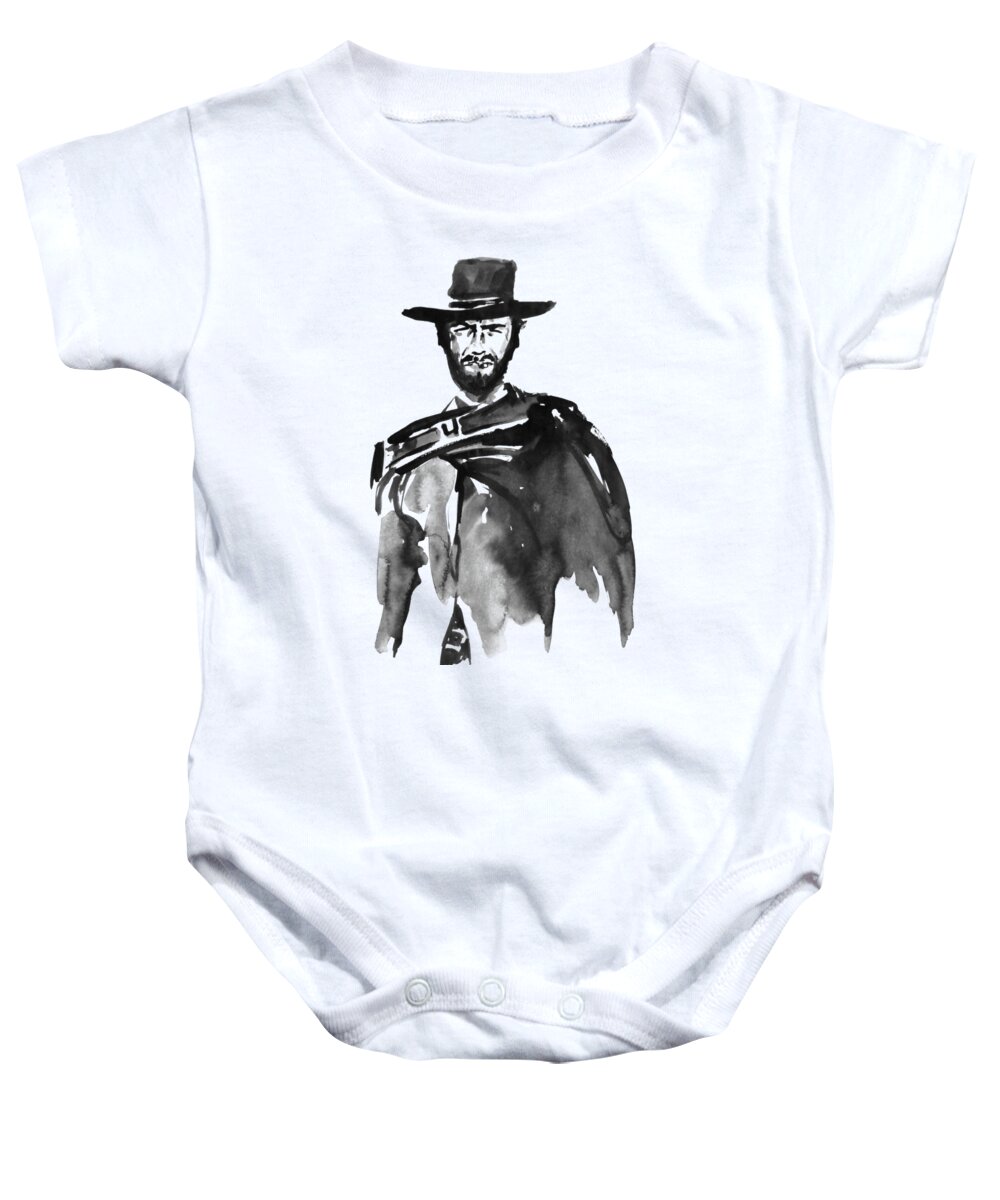Clint Eastwood Baby Onesie featuring the painting The Good by Pechane Sumie