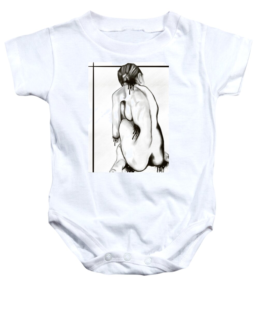 Muse Baby Onesie featuring the digital art The ink muse by Bless Misra