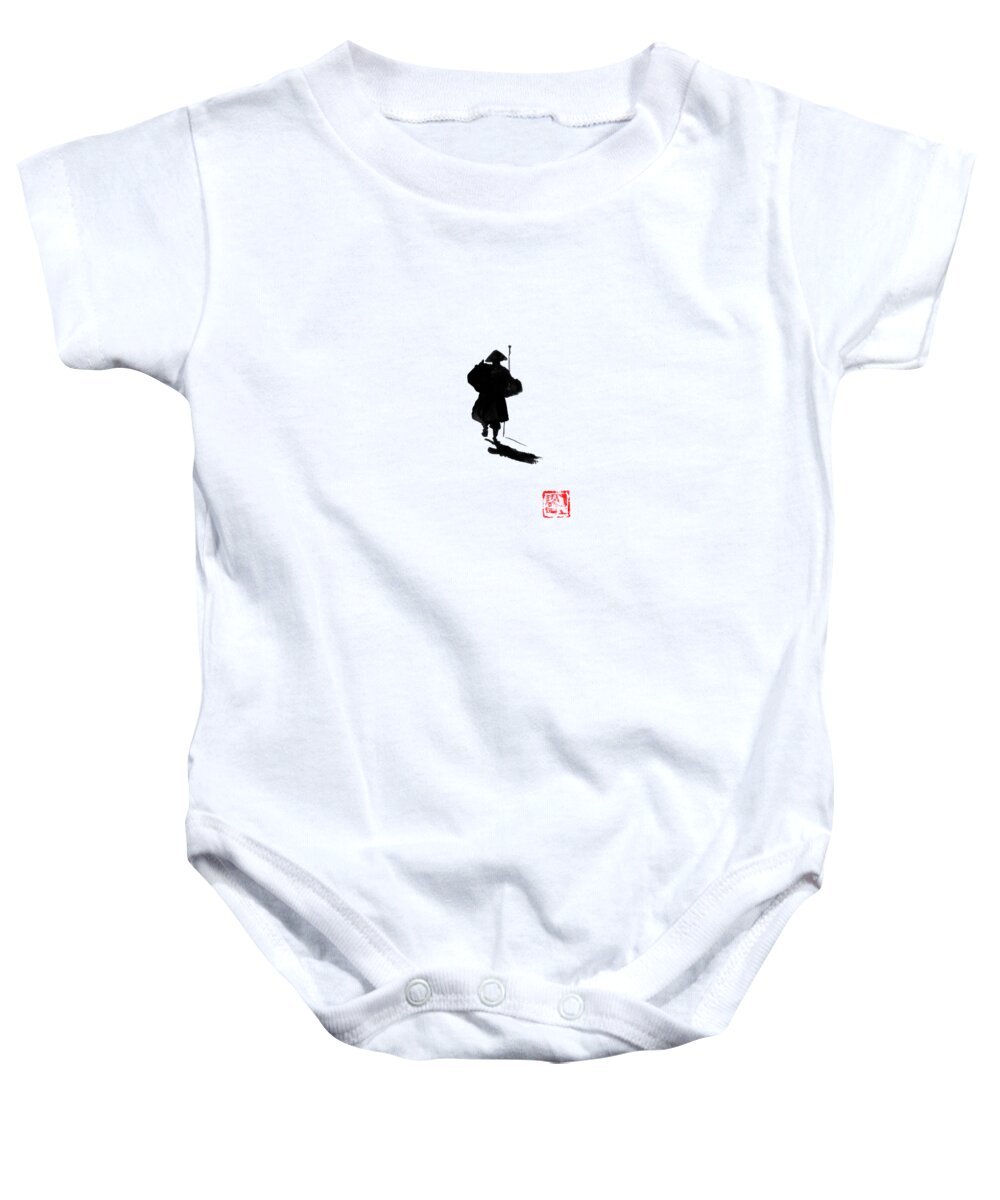Mountain Baby Onesie featuring the drawing The Journey Continues by Pechane Sumie