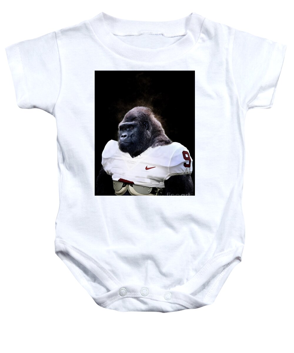 Nfl Baby Onesie featuring the mixed media The Linebacker by Ed Taylor